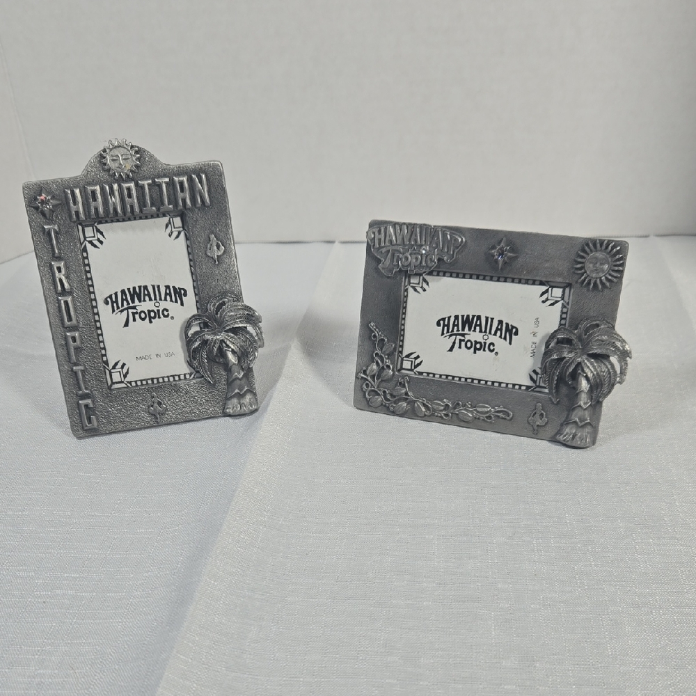 Hawaiian Tropic Collectible Metal Photo Picture Frame Set Beachy